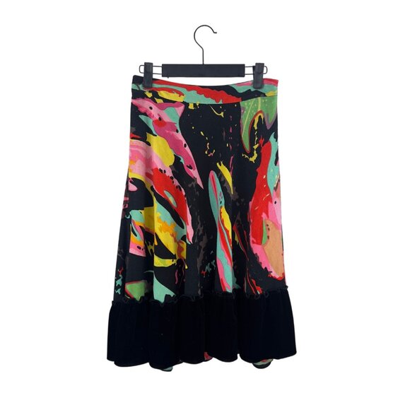 Multi Color Skirt with Velvet Hemline - Picture 2 of 2